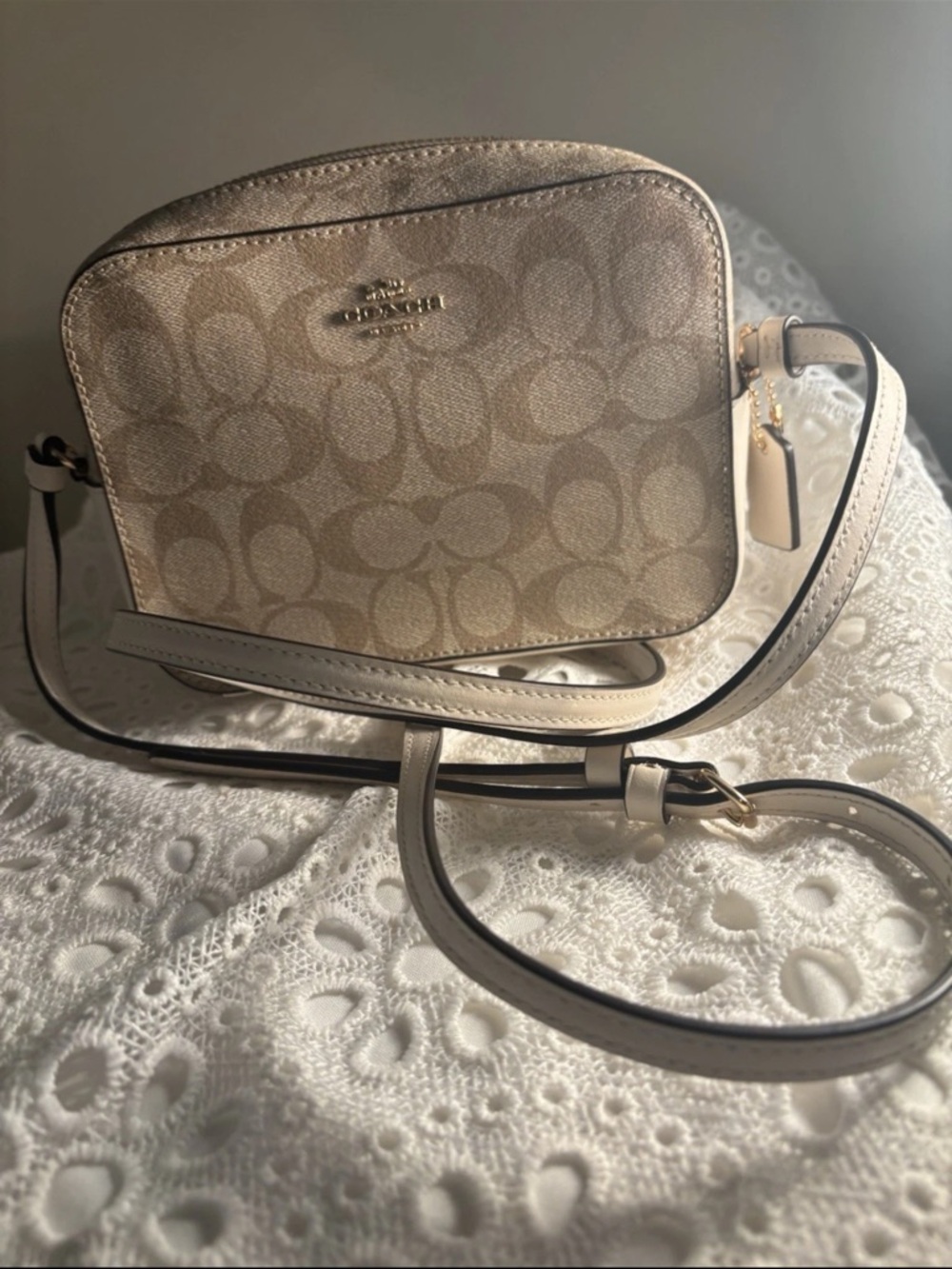 Coach Beige Signature Canvas Crossbody Bag